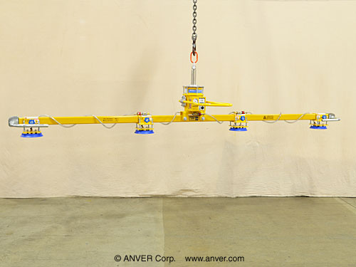 ANVER M100M with L50M4-150: lifting & handling aluminum sheet and plate 16 ft x 4 ft (4.9 m x 1.2 m) up to 500 lbs (227 kg)