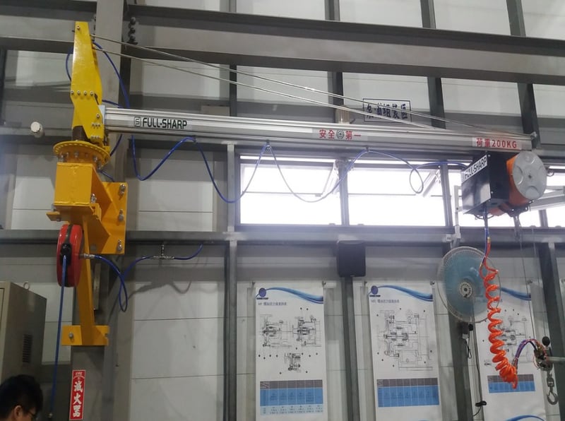 Cầu trục xoay thanh ray nhôm gắn cột treo air balancer ENDO
