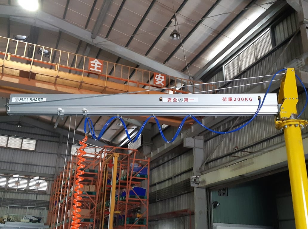 Pneumatic Jib Crane with Force-Sensing Handle and Lifting Hook