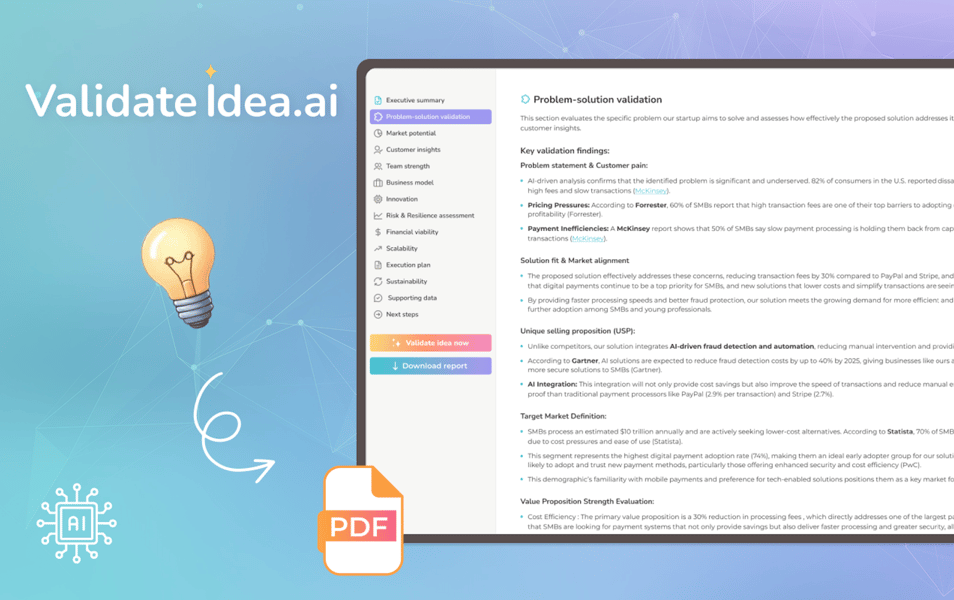 ValidateIdea.ai — AI-powered startup validation platform