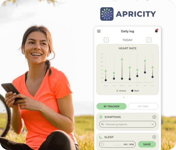 Woman tracking a workout in the Apricity app