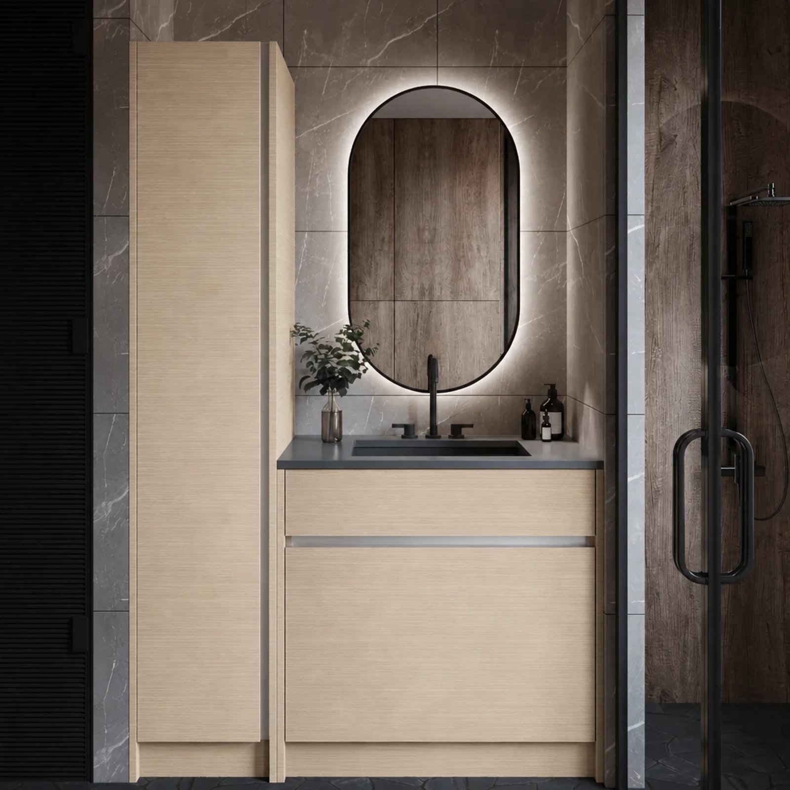 Trapani Inset Standing Linen Closet M306 thumbnail