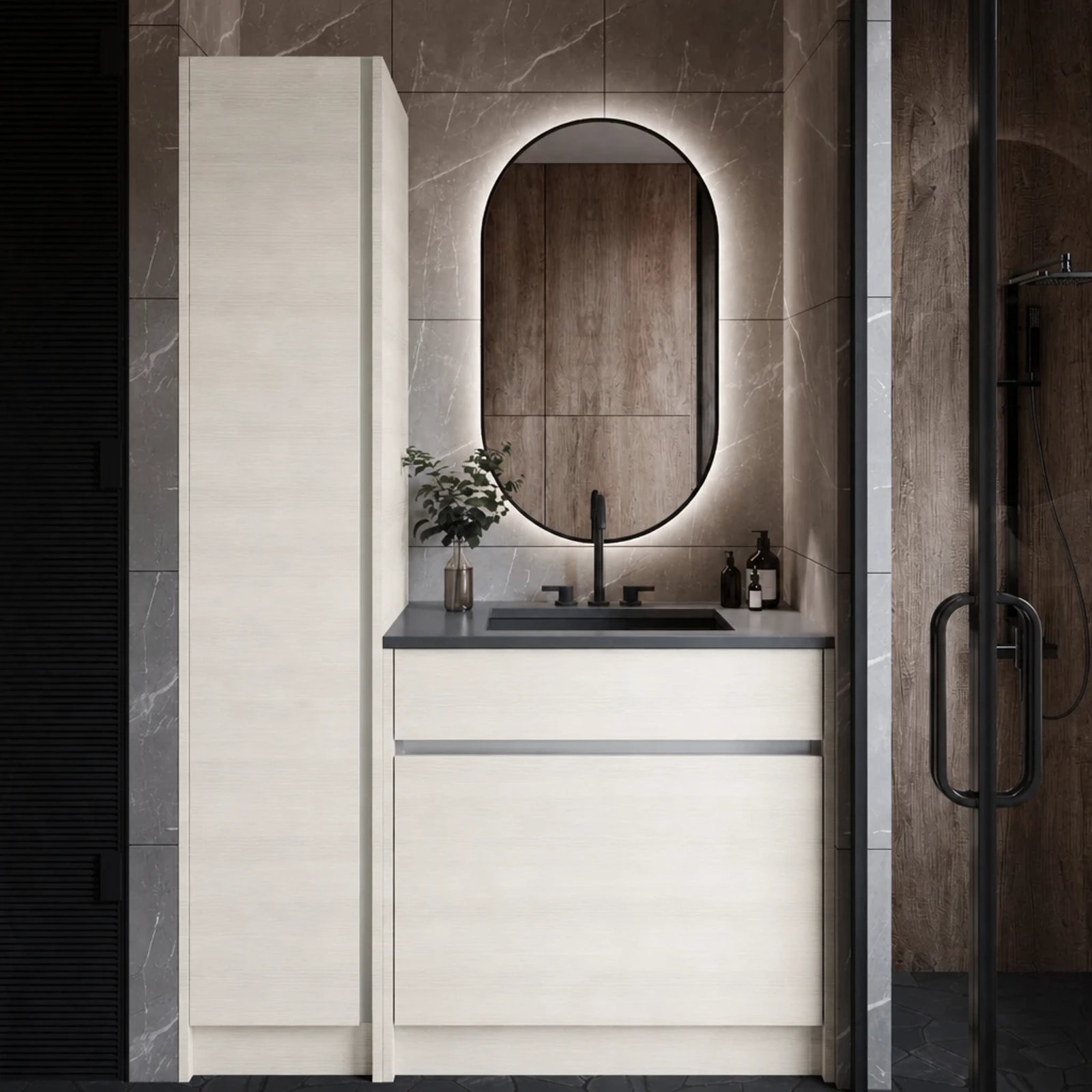 Trapani Inset Standing Linen Closet M306 thumbnail