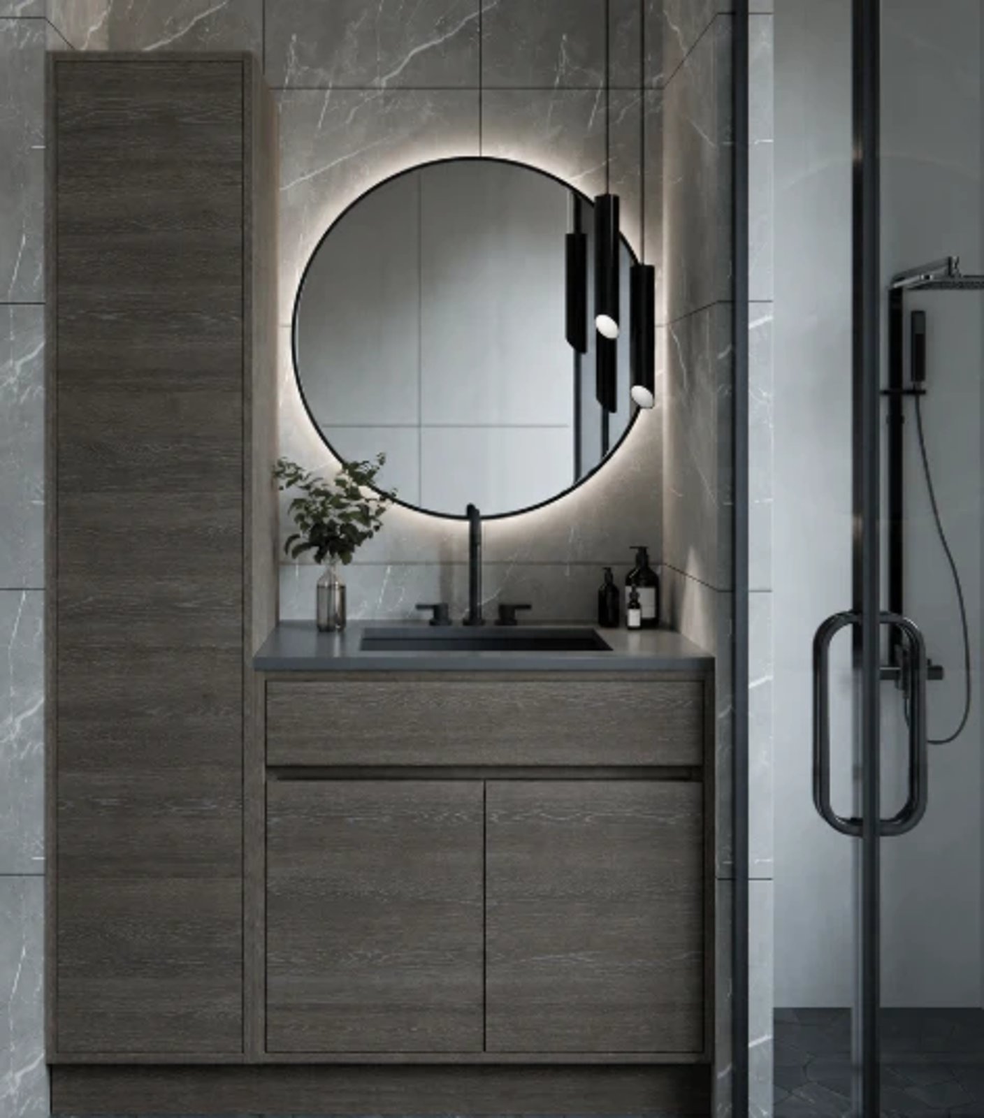 Orla Inset Standing Linen Closet M301