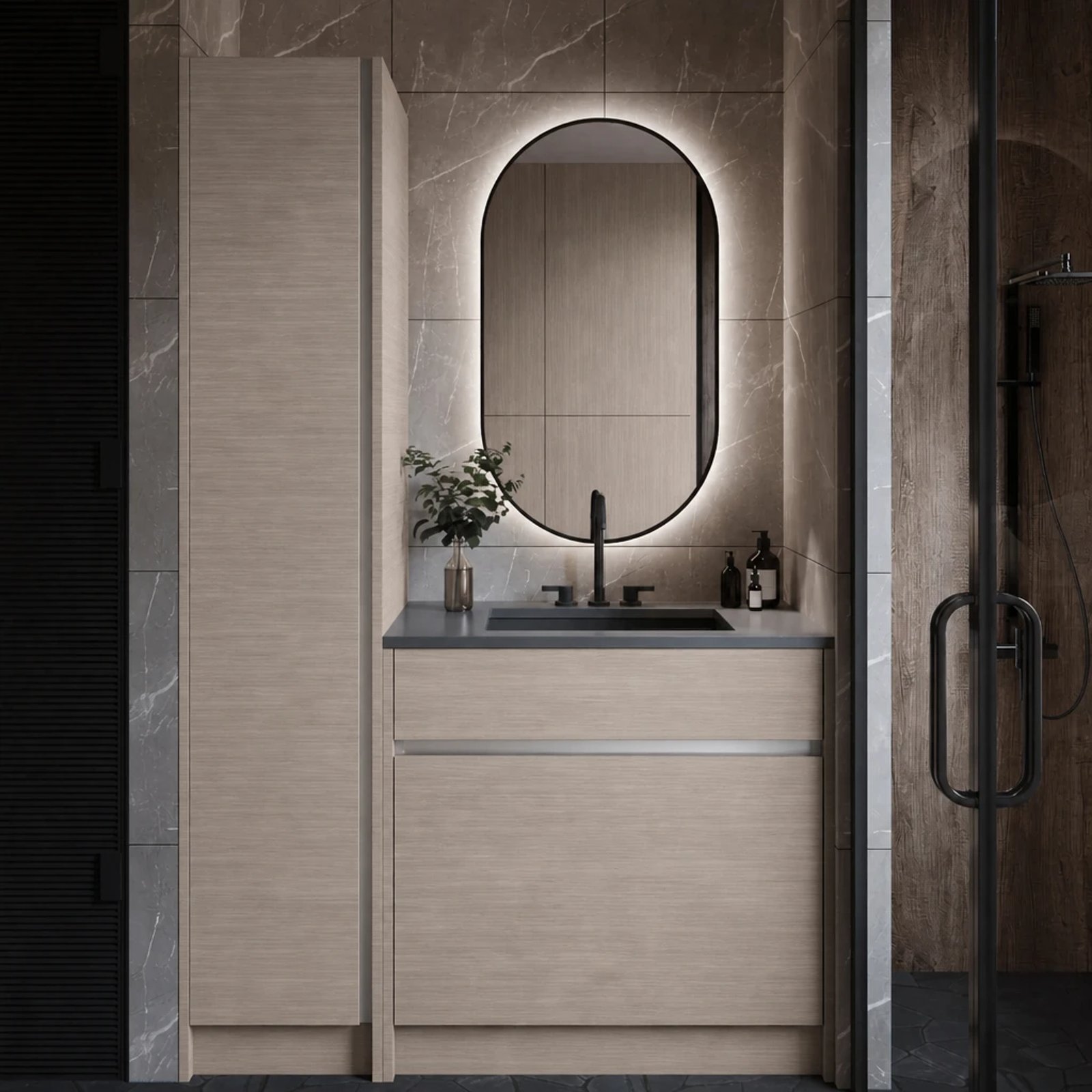 Trapani Inset Standing Linen Closet M306 thumbnail