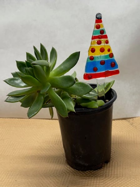 Seasonal Fused Glass Plant Stake Workshop: Snowman and Tree - Gallery image