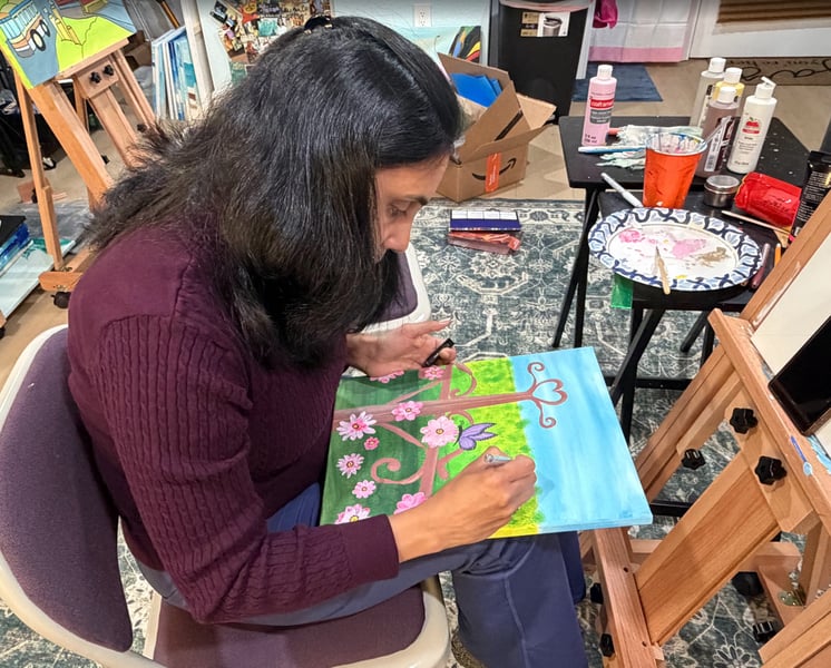 Mindful Painting Workshop for Adults with Soft Music and Prompts - Gallery image