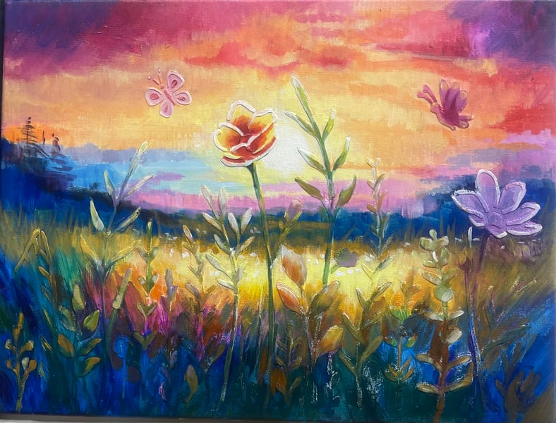 Textured Butterfly Acrylic Painting Class for Beginners and Teams - Gallery image
