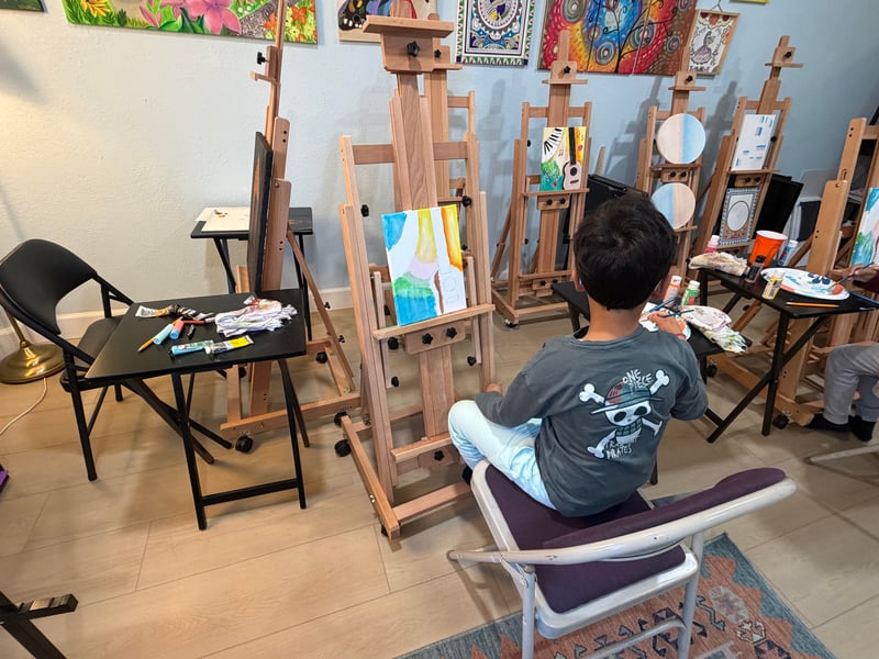 Kids Acrylic Canvas Painting Class with Affirmation Card Craft - Featured image