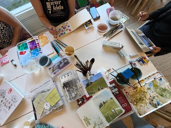 Beginner Floral Watercolor Class: Color Mixing and Petals - Anniversary in Larkspur - Featured image