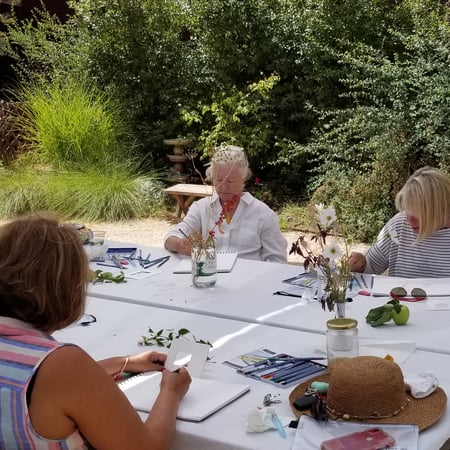 Botanical Watercolor Pencil Sketching Class in a Secret Garden - Holiday Party in Sonoma - Featured image