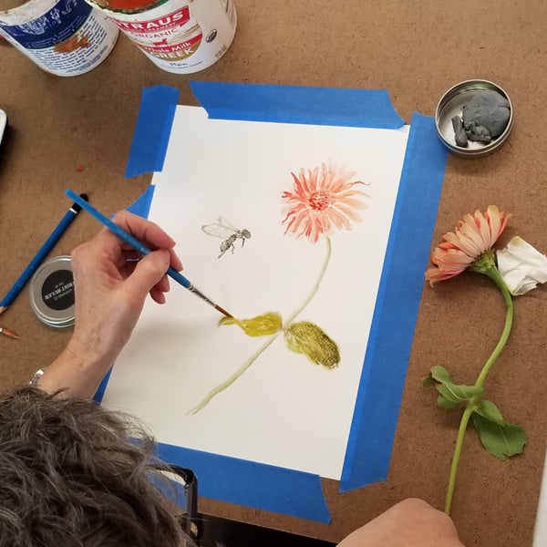 Bees and Blooms Watercolor Painting Class for Teams and Friends - Gallery image