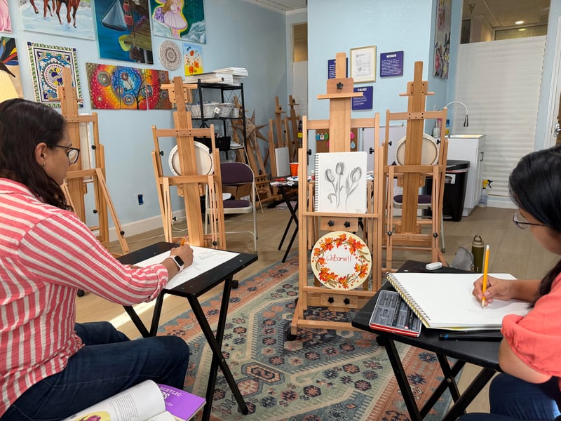 Mindful Painting Workshop for Adults with Soft Music and Prompts - Gallery image