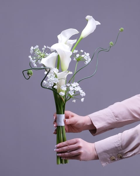 Sculptural Bridal Bouquet with Calla Lilies and Allium Spheres - Gallery image