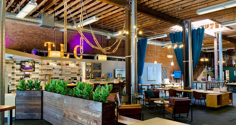 Skylit Brick Hall with Edison Lighting - Gallery image