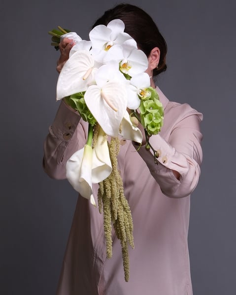 Cascading White and Green Bridal Bouquet with Anthuriums - Gallery image