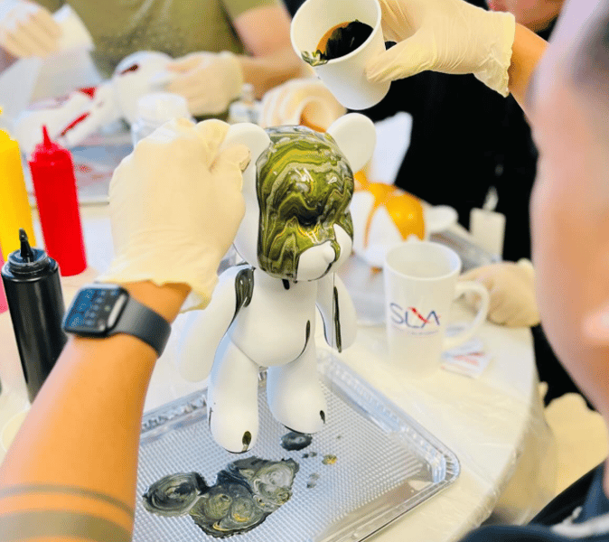 Fluid Art Bear Painting Workshop for Creative Team Building - Gallery image