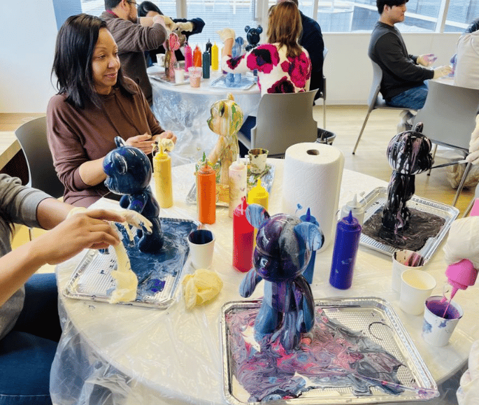 Fluid Art Bear Painting Workshop for Creative Team Building - Gallery image