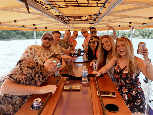 Pedal-powered group boat birthday party on Oakland Estuary Bay Area