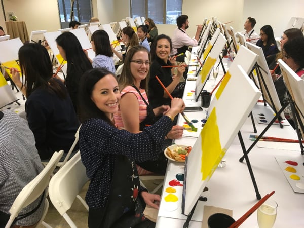 Virtual Paint and Sip team building for biotech teams