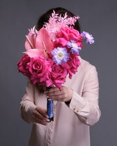 Vibrant Hot Pink and Purple Bridal Bouquet with Anthuriums Florists - Featured