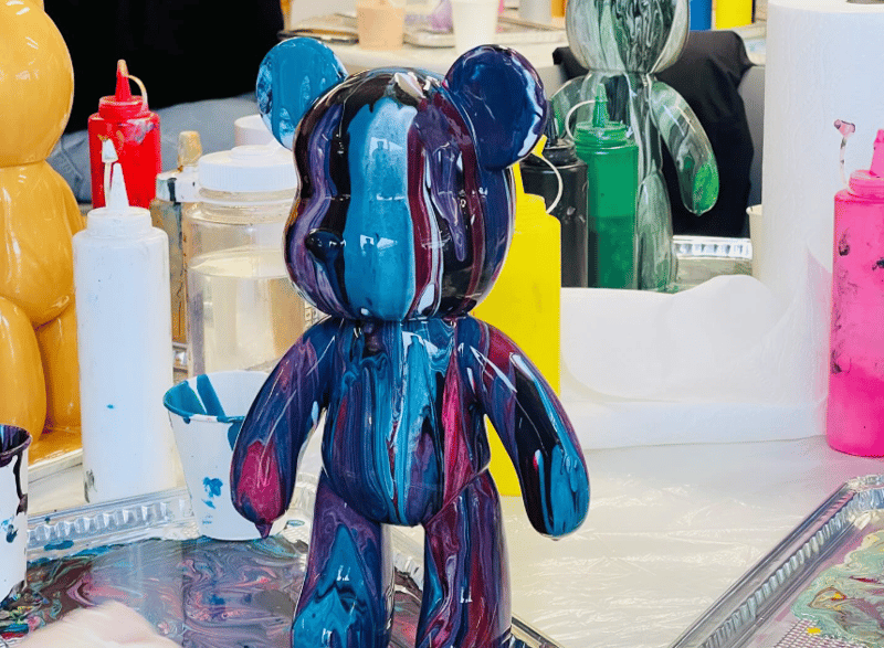 Fluid Art Bear Painting Workshop for Creative Team Building - Gallery image