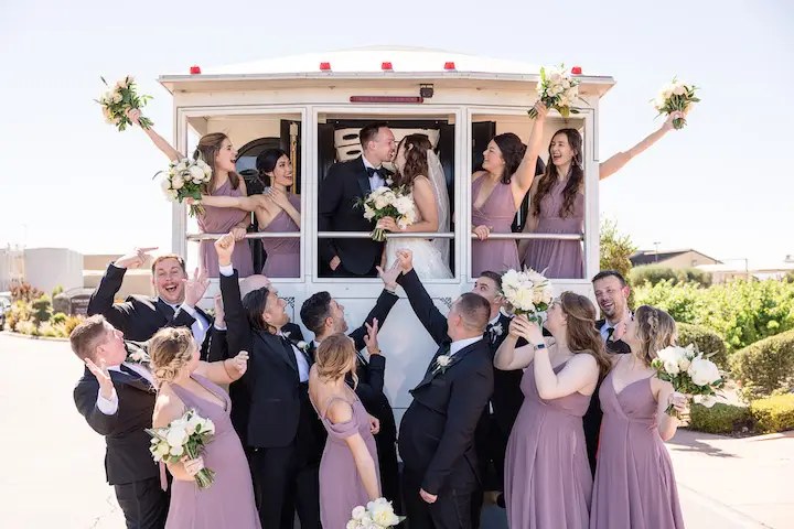 Vintage White Trolley for Livermore Valley Weekday Weddings - Gallery image