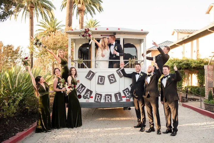 Vintage White Trolley for Livermore Valley Weekday Weddings - Gallery image