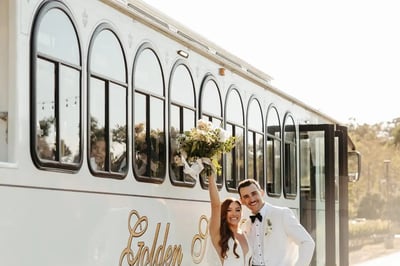 Vintage White Trolley for Livermore Valley Weekday Weddings Transportation - Featured