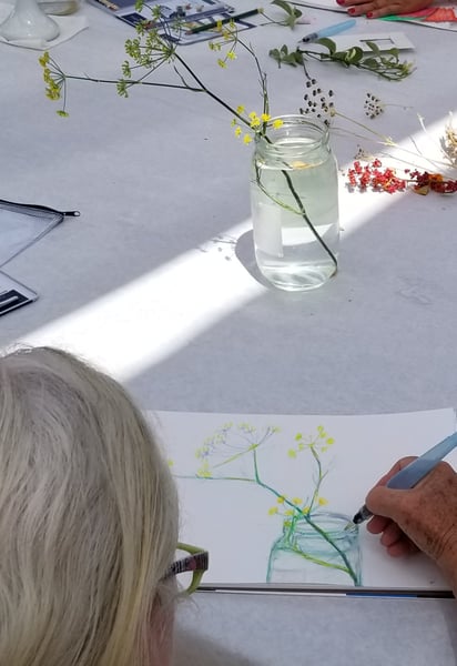 Botanical Watercolor Pencil Sketching Class in a Secret Garden - Gallery image