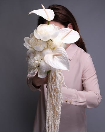 Modern Bridal Bouquet with White Peonies and Anthuriums - Anniversary - Featured image
