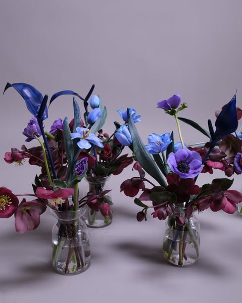 Petite Vase Set of Blue Event Florals for Tables and Showers - Gallery image