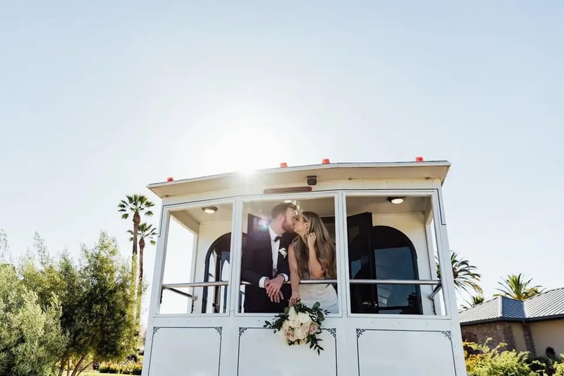 Vintage White Trolley for Livermore Valley Weekday Weddings - Gallery image