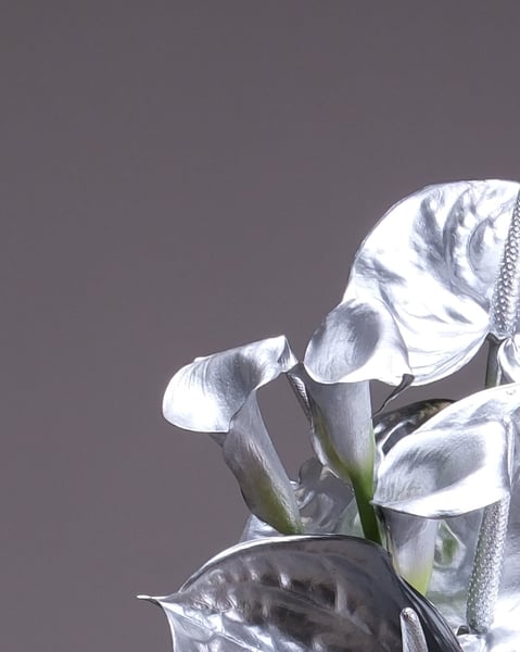 Metallic Silver Calla Lily and Anthurium Bridal Bouquet - Gallery image