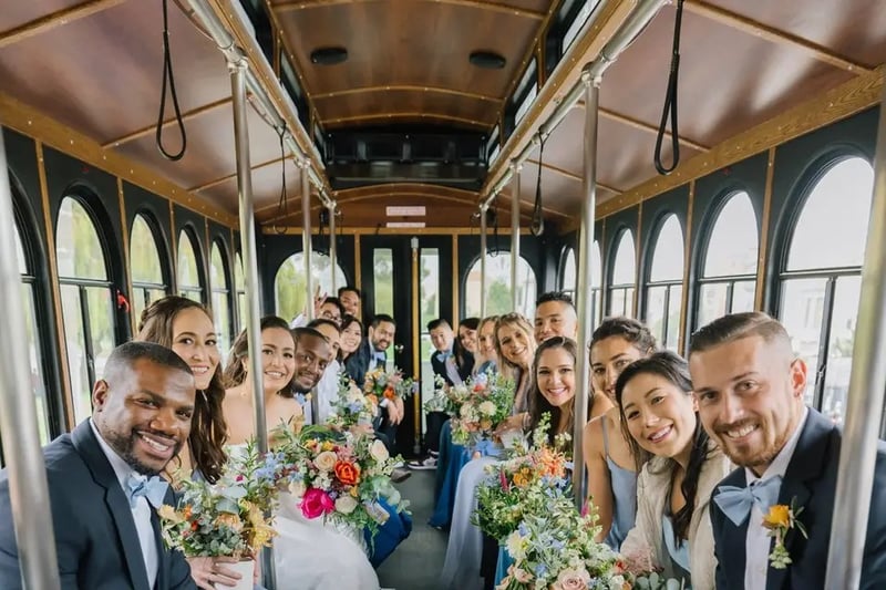 Vintage White Trolley for Livermore Valley Weekend Weddings - Gallery image