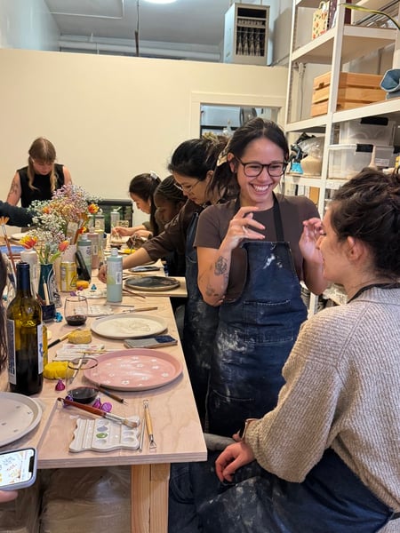 Carve and Paint Your Own Ceramic Plate with Wine and Underglaze - Gallery image