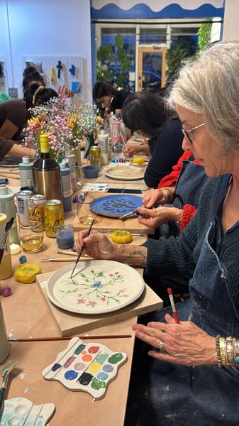 Carve and Paint Your Own Ceramic Plate with Wine and Underglaze - Gallery image