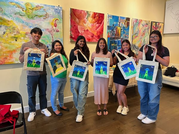Painted Tote Bag Team Workshop - Holiday Party in Burlingame - Featured image