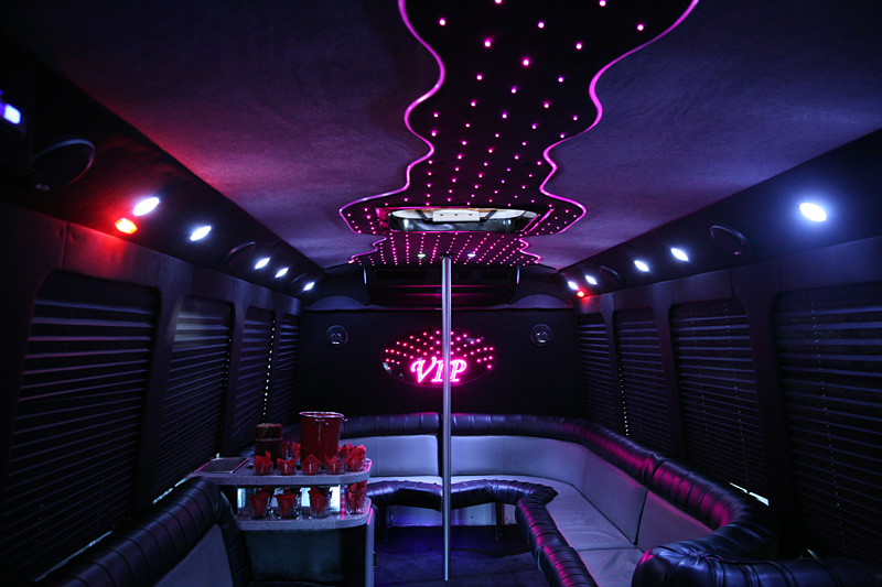 24 Passenger Limo Bus with Dance Pole Luxury Rental for Any Event - Gallery image