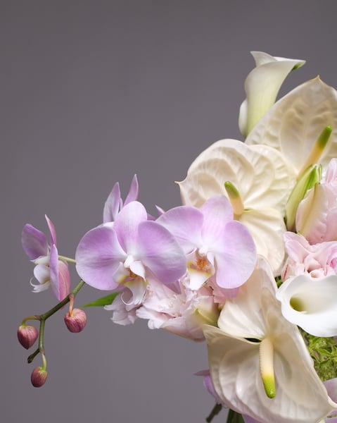 Cascading Pastel Bridal Bouquet with Blush Orchids and Lilies - Gallery image