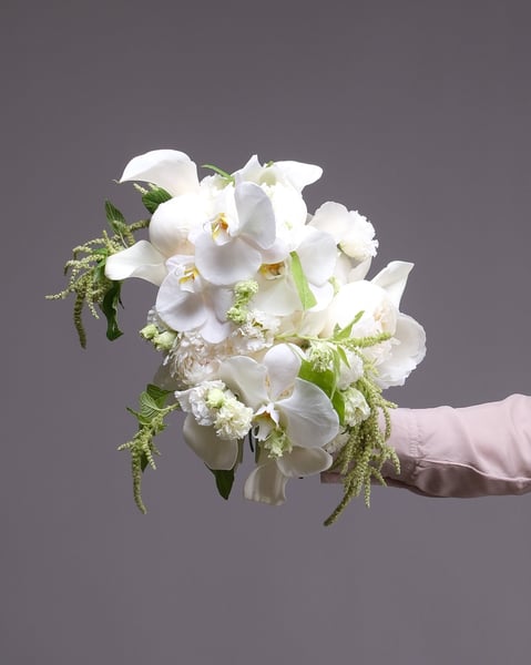 White Opera All-White Bridal Bouquet & Matching Boutonnière - Gallery image