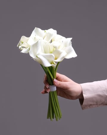 Minimalist Mini Calla Lily Bridal Bouquet with Optional Pearls - Anniversary - Featured image