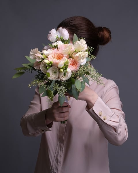 White Blush and Peach Bridal Bouquet with Roses and Freesia - Featured image