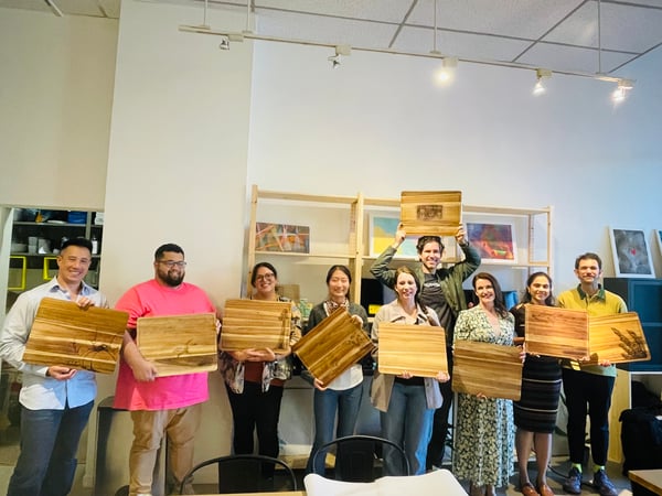 Wood Burning on Cutting Board - Baby Shower in San Francisco - Featured image