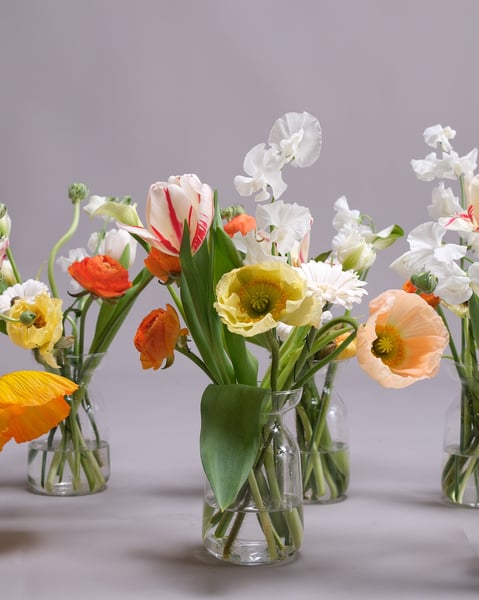 Petite Vase Set of White and Orange Event Floral Arrangements - Featured image