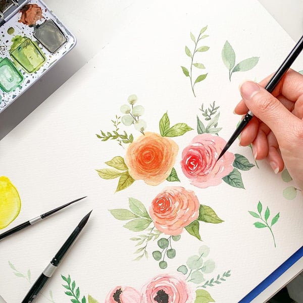 Beginner Floral Watercolor Class: Color Mixing and Petals - Gallery image