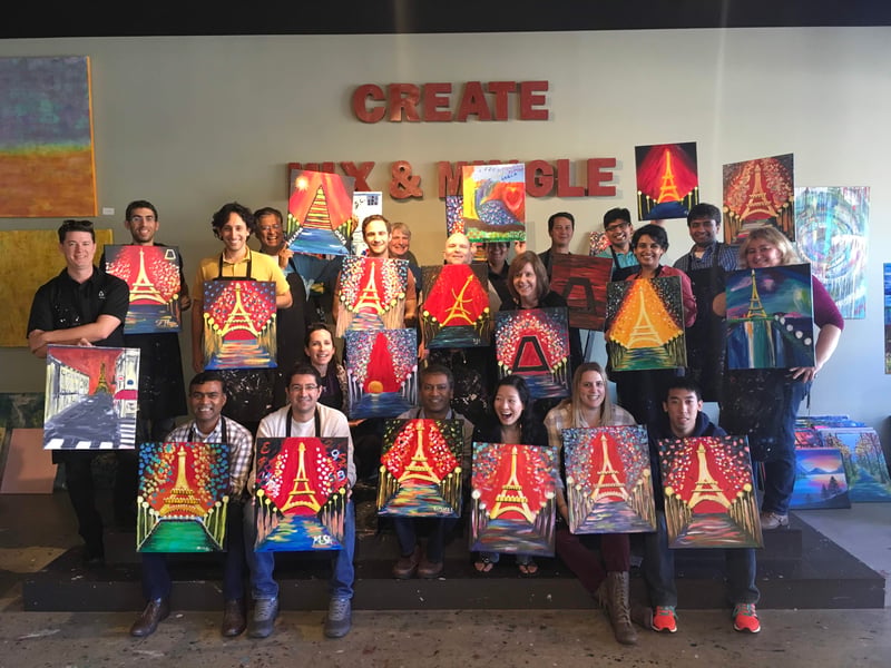 Sip and Paint Canvas Class with Brush, Color and Shading Lessons - Gallery image