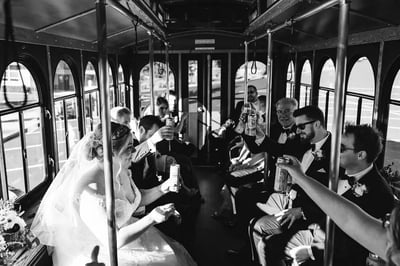 Vintage White Trolley for Livermore Valley Weekend Weddings