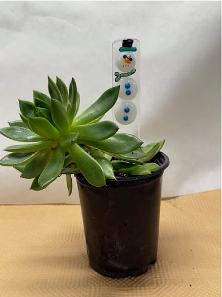 Seasonal Fused Glass Plant Stake Workshop: Snowman and Tree - Gallery image