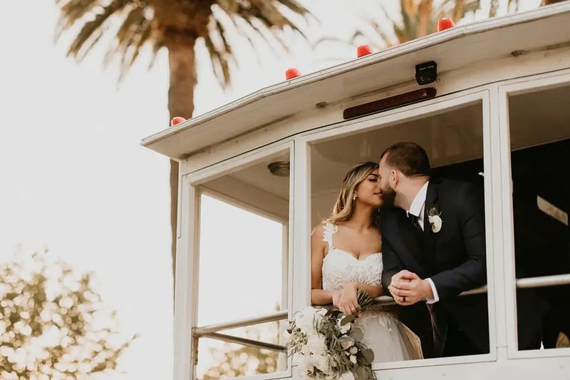 Vintage White Trolley for Livermore Valley Weekend Weddings - Gallery image